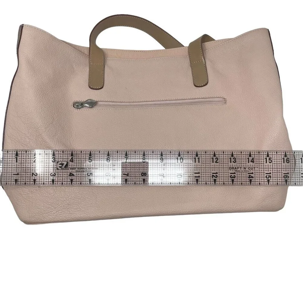 I. Santi Pink Tote Bag Genuine Leather Large Tan Handles Made in Italy